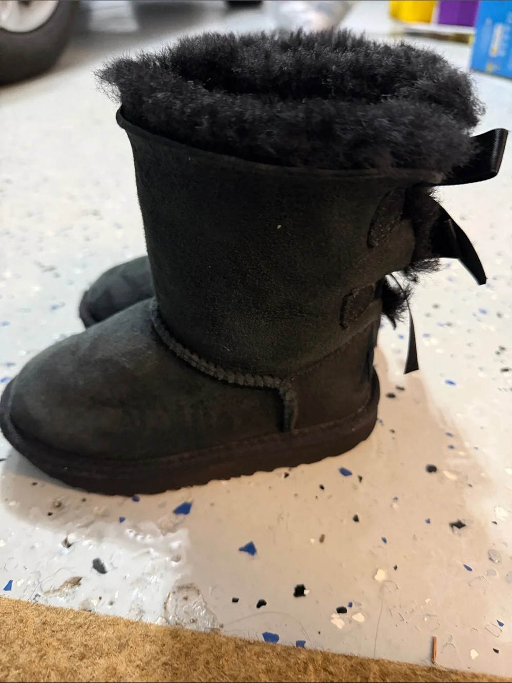 UGG Black Bow Back Shearling Boots